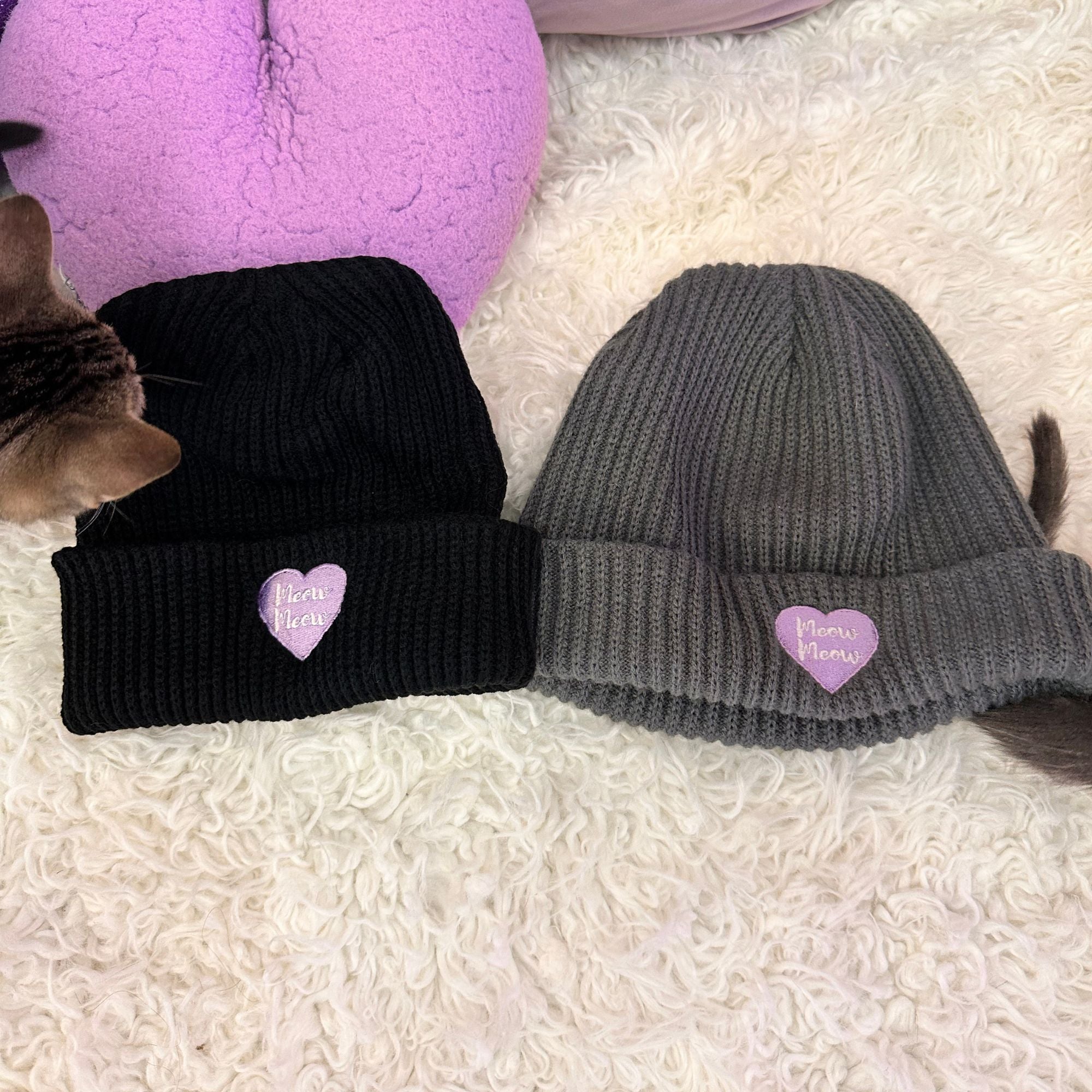 Meow Meow Heart Beanie