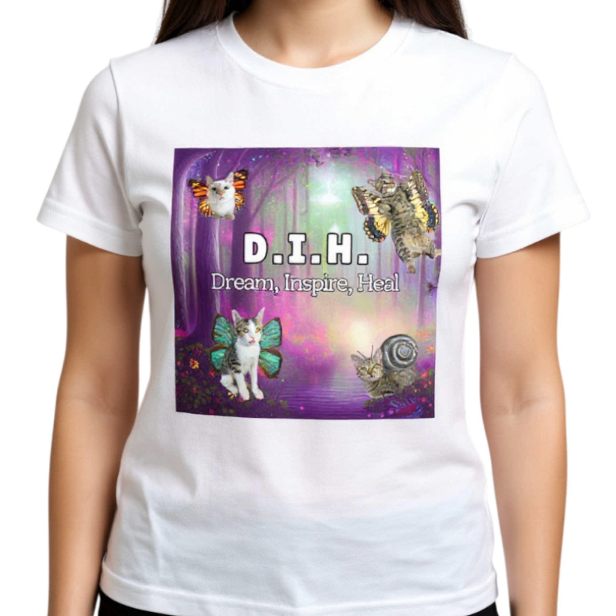 D.I.H. Fairy Cat Graphic Tee – Dream. Inspire. Heal.